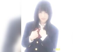 Hot Japanese schoolgirl masturbates alone and rubs her pussy in her panties