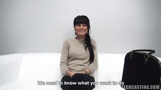 Condom sex with a girl at the casting in the Czech Republic