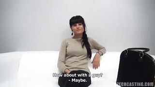 Condom sex with a girl at the casting in the Czech Republic