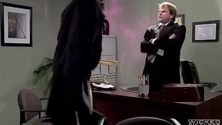 The boss pulled his secretary to him and fucked her