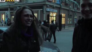 Real pick-up with Russian girls in threesome action