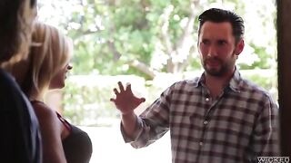 A member with a cheek punches a girl in the room