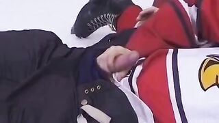 A fan gave the hockey player her ass to fuck at the stadium