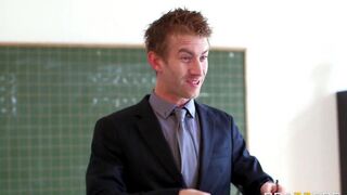 The teacher seduced the student and fucked her in her tight pussy