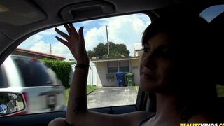 Skinny chick got fucked by a pickuper in his car