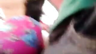 A guy is jerking off on the riser while women are passing by