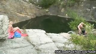 A mother and daughter are sucking and fucking with their father