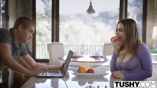 After a hearty breakfast, Natasha Niis was pleased with her husband in bed