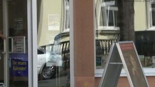 A girl is walking without panties on the street and gets fucked