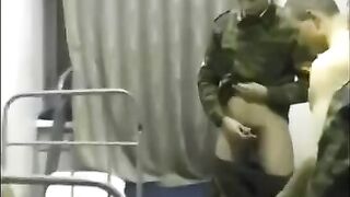 Bunch of soldiers fucked a girl in the crowd in the barracks