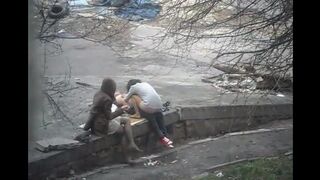 A guy was photographed during sex with a girl on the street