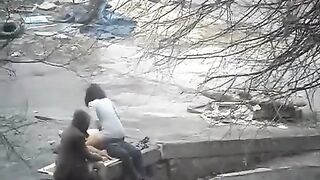 A guy was photographed during sex with a girl on the street