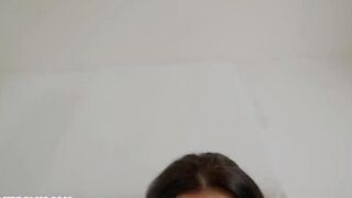 A cumshot on the face and beautiful breasts for a blowjob