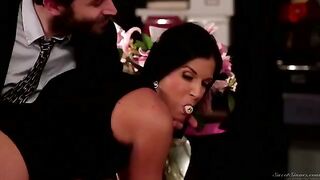 A boss licks the hairy pussy of his secretary straight in the office