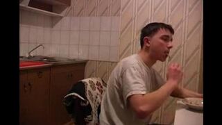 The cock sucking mom gets raped in the kitchen, it's much hotter