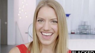 Blonde beauty takes a huge black cock in her tight ass and pussy