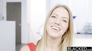 Blonde beauty takes a huge black cock in her tight ass and pussy