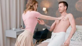 A couple have a heartfelt talk while lying on the bed naked