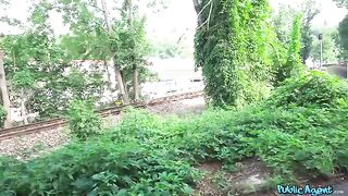 Blonde mature gets fucked in public by a guy with a big cock