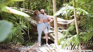 The voyeur couple gets caught fucking outdoors in the middle of nowhere