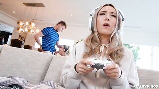 A hot nerd gets fucked by her boyfriend in a steamy session