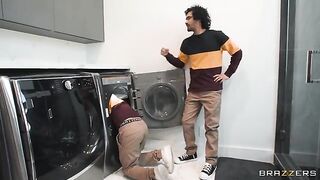 A hot blonde is getting fucked by two lookalikes in HD
