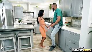 A woman with a small pussy takes a huge cock
