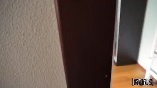A hot guy spies on his roommate, but the girl catches him