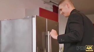 The man finished cum on the breasts of Milkshot
