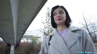 A hot brunette has sex with me right on the street