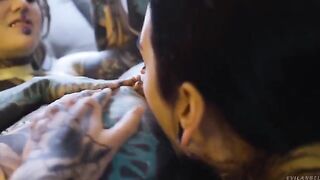 The girl enjoys anal sex with a lesbian strap-on, diving into passionate scenes