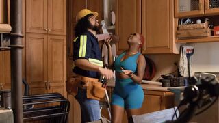 A girl is fucking in role play right on the kitchen