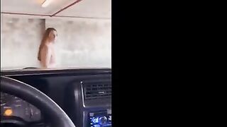 The guy fucked redhead in the garage, so others could see