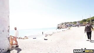 Public anal sex with a stunning blonde, caught in the act on the beach