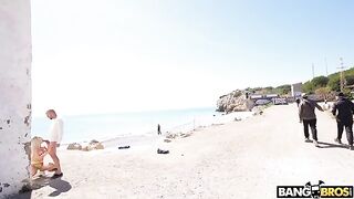 Public anal sex with a stunning blonde, caught in the act on the beach