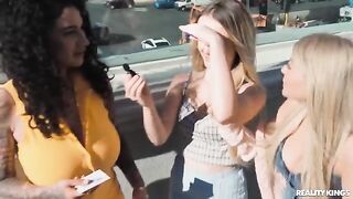 A sexy lesbian threesome sex with three hot chicks who take off their clothes