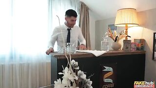 A man with a big dick fucks the cutie in the mouth