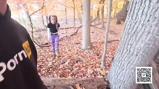 A married couple enjoys sex while taking a walk