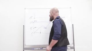 It's all over our ass again - a sexy office scene with stockings and double penetration