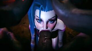 Big black cock fucked Jinx and Vi in intense 3D action