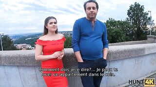 A girl with a nice ass is being nailed in front of her dad for cash