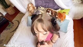 Teen slut Bambi Bluu gets her queefing pussy eaten and fucked hard
