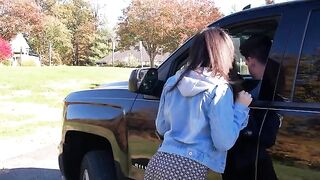 A girl was picked up by a driver and she had to pay