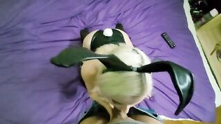 A bunny girl sucks cock and balls very well