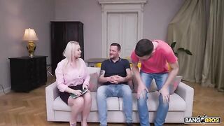Two men are not enough for this hot blondie beauty