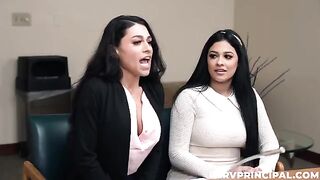 A hot brunette has sex with her boyfriend in the office, showcasing passion