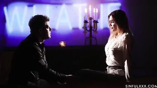 A gentle romantic sex in a hotel room with slow pace