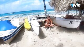 A couple experiences passion on a risky nude beach encounter