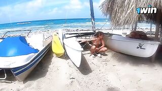 A couple experiences passion on a risky nude beach encounter