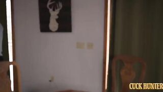 The man hunts down other men's wives and fucks them on the couch